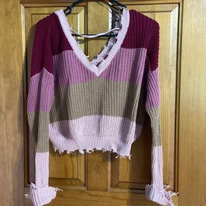 Pink Forever 21 Small Distressed Sweater